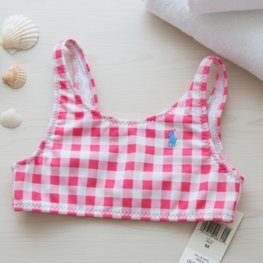 New Ralph Lauren Polo Pink Bikini Swim Top 6X